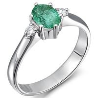 18ct White Gold Diamond Oval Emerald Ring 18DR382-E-W