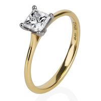 1888 Collection 18ct Gold 4 Claw Single Stone Princess-Cut Certificated Diamond Ring RI-141PC(.70CT PLUS)-D/SI2/0.73ct
