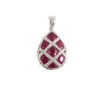 18ct white gold diamond ruby cross over pendant 1261160