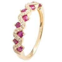 18ct gold ruby and diamond wave ring 18dr418 r y