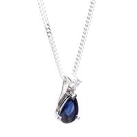 18ct white gold diamond and sapphire tear drop pendant 18dp146 s w