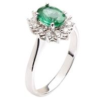 18ct White Gold Diamond Emerald Oval Ring 18DR410-E-W