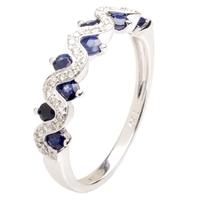 18ct White Gold Diamond Sapphire Fancy Wave Ring 18DR418-S-W