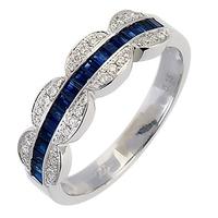 18ct White Gold Diamond Baguette Cut Sapphire Ring 18DR239-S-W
