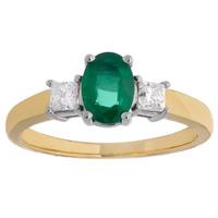 18ct gold oval emerald diamond 3 stone ring 4175wg emerald