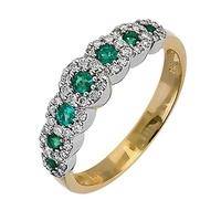 18ct gold diamond emerald 7 stone ring 18dr236 e 2c