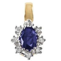 18ct White Gold Sapphire and Diamond Cluster Necklace with Certification P4101086 W SAPP