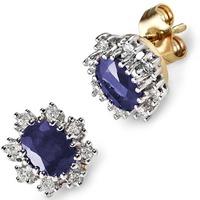 18ct white gold sapphire and diamond cluster stud earrings with certif ...