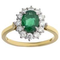 18ct Yellow Gold Oval Emerald and Diamond Cluster Ring V87/EM/61814C N