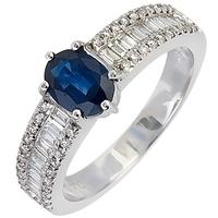 18ct White Gold Sapphire Diamond Shouldered Ring 18DR304-S-W