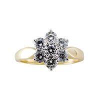 18ct Seven Stone Flower 1.00ct Certificated Diamond Ring 51X12/100-18 M