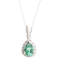 18ct White Gold Diamond Emerald Pear Cluster Pendant 18DP417-E-W