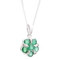 18ct White Gold Emerald and Diamond Flower Pendant 18DP153-E-W