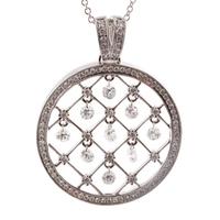 18ct gold dangle diamond disc pendant p619w 18