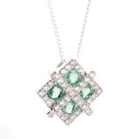 18ct white gold diamond emerald fancy square pendant 18dp150 e w