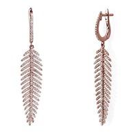 18ct Rose Gold Diamond Feather Dropper Earrings LGE151PR