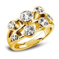 18ct Gold 3 Row Diamond 7 Stone Ring RL45S