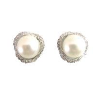 18ct White Gold Fancy Diamond Pearl Studs 03.17.113