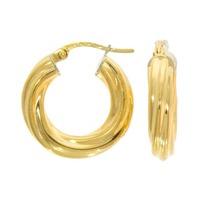 18ct Yellow Gold Chunky Twisted Hoop Earrings 10.23.044