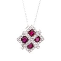 18ct White Gold Diamond and Ruby Fancy Square Pendant 18DP150-R-W