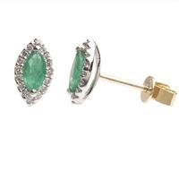 18ct Gold Diamond Emerald Pear marquise Earrings 18DER161-E-W