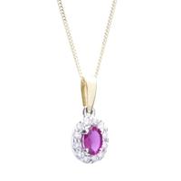 18ct gold diamond and ruby oval cluster pendant 18dp144 r 2c