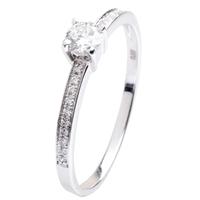 18ct White Gold Single Stone Shouldered Diamond Ring 18DR340-W