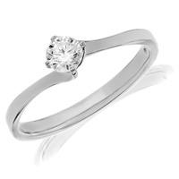 18ct White Gold 4 Claw Diamond Twist Ring RI-1052(0.25ct PLUS)-E/SI3/0.28ct