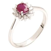 18ct White Gold Diamond and Ruby Oval Ring 18DR419-R-W