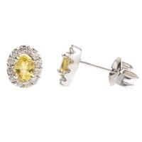 18ct white gold diamond yellow sapphire oval studs 18der160 ys w