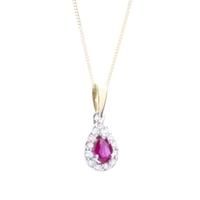 18ct Gold Diamond and Ruby Tear Drop Pendant 18DP145-R-2C