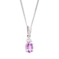 18ct white gold diamond pink sapphire oval pendant 18dp142 ps w