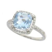 18ct white gold cushion cut aquamarine and diamond halo ring 0232112