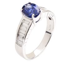 18ct White Gold Diamond Sapphire Oval Shouldered Ring 18DR448-S-W