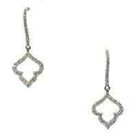 18ct White Gold Diamond Open Leaf Dropper Earrings 1215 1436