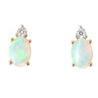 18ct Gold Oval Opal Diamond Stud Earrings 03.16.147