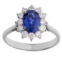 18ct White Gold Oval Sapphire and Diamond Cluster Ring VW56/CS/7/71314C M