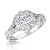 18ct white gold vintage 068ct flower cluster split diamond shoulders r ...