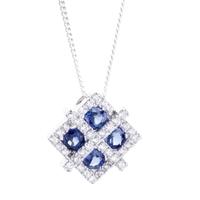18ct White Gold Diamond Sapphire Square Fancy Pendant 18DP150-S-W