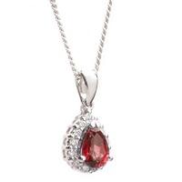 18ct white gold ruby and diamond pear pendant 18dp417rw