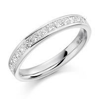 18ct White Gold 0.75ct Diamond Princess Cut Half Eternity Ring HET1301 18W