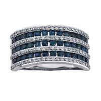 18ct White Gold Blue Topaz Diamond 7 Row Ring 52C47WG/25 M