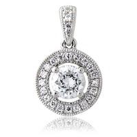 18ct White Gold 0.35ct Diamond Halo Pendant VRPD11-4.0