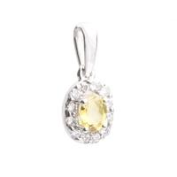 18ct white gold diamond yellow sapphire oval pendant 18dp144 ys w