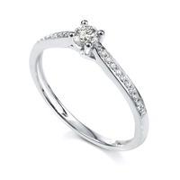 18ct White Gold Single Stone 0.20ct Diamond Shoulders Ring DDR105-307 M