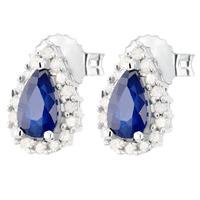 18ct White Gold Diamond Sapphire Pear Shape Earrings VE0S604 18KW/SAPPH