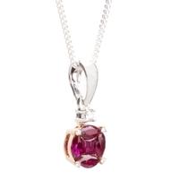 18ct Gold Diamond and Ruby Round Cluster Pendant 18DP403-R-2C