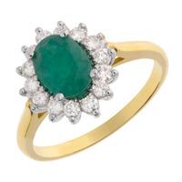 18ct Gold Emerald Diamond Oval Cluster Ring 51Z60WG-9 EMERA
