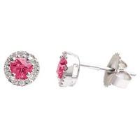 18ct White Gold Ruby and Diamond Round Studs 18DER416-R-W