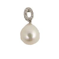 18ct White Gold Diamond Freshwater Pearl Pendant 12.64.081